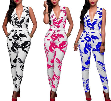 V-Neck Print Jumpsuit | NCFashionsbrand |  v neck jumpsuit express |v neck overall dress | jumpsuit for girls | jumpsuits for weddings