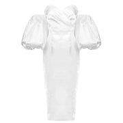 off shoulder lantern sleeve dress-white lantern sleeve dress
