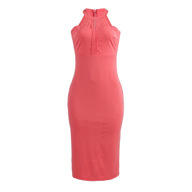 Pink Sleeveless Dress-NCFashions