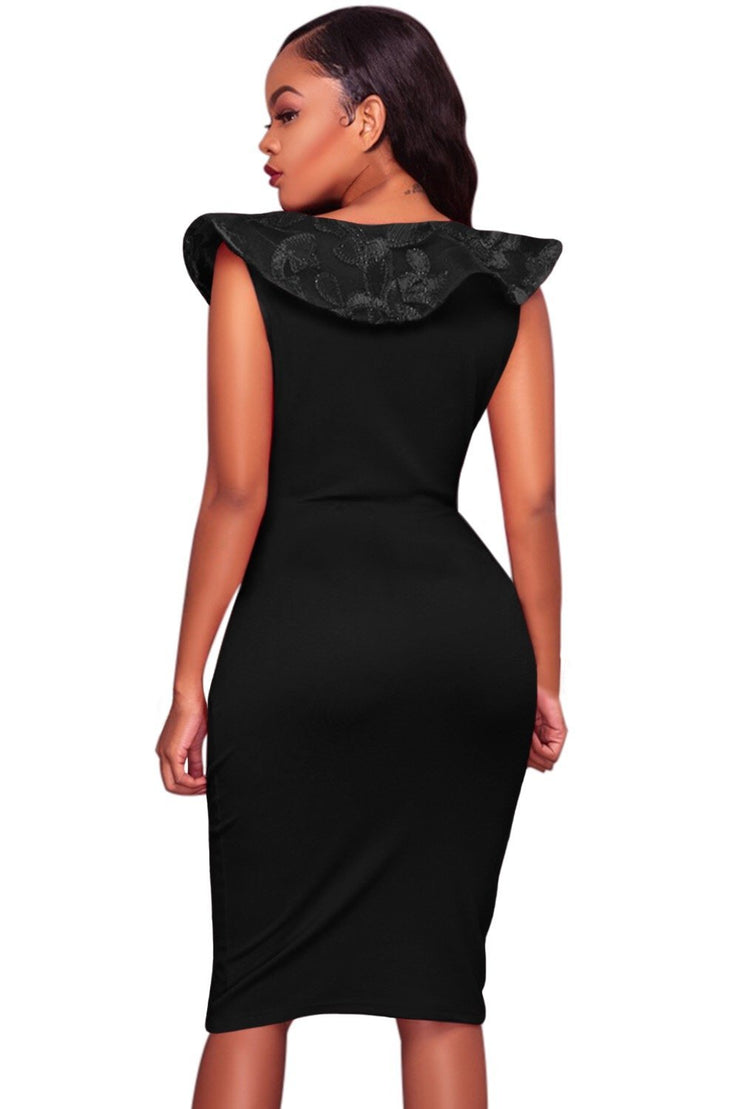  Lace Ruffle V Neck Midi Dress | NCFashionsbrand | midi dresses for work | midi dress bodycon| office dresses for ladies