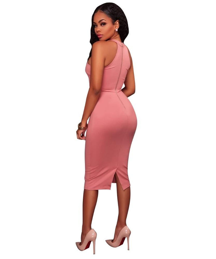 Pink Sleeveless Dress-NCFashions
