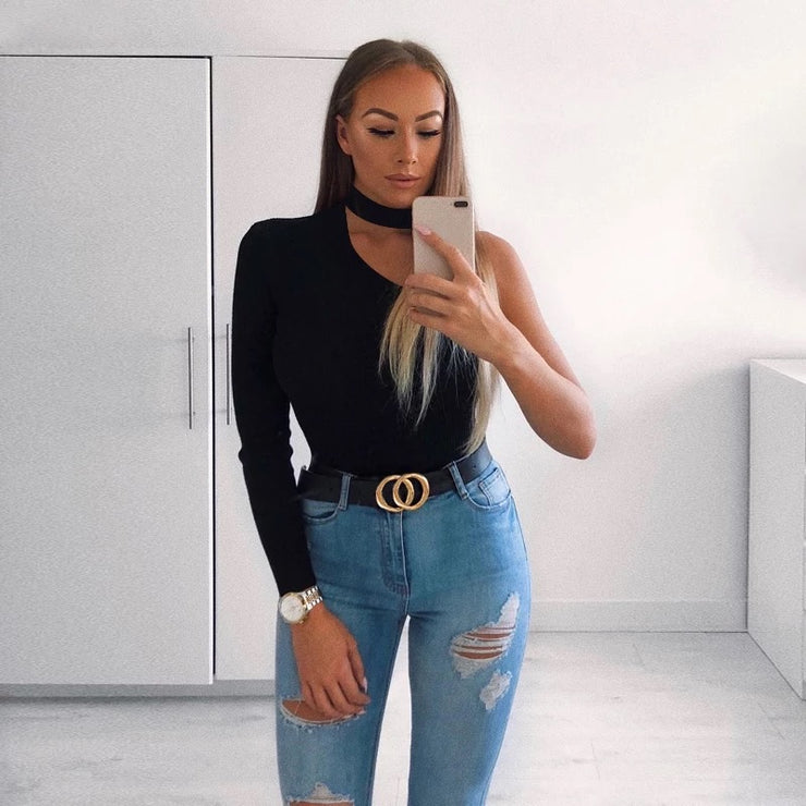 White One Shoulder Bodysuit