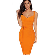 sexy orange Bandage dress-NCFashions