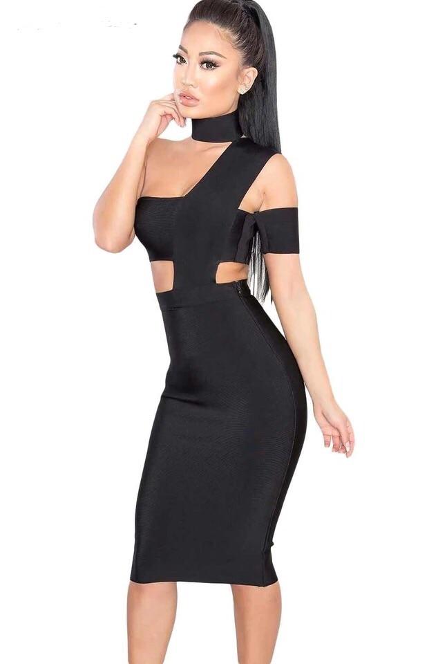 One Shoulder Halter Dress