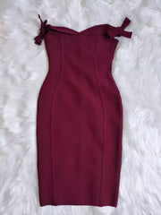 burgundy bandage dress-ncfashion