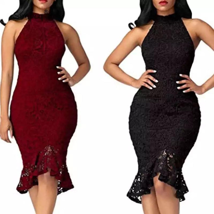 Sleeveless Lace Dress | NCFashions | |curvy dress| slim girl dress